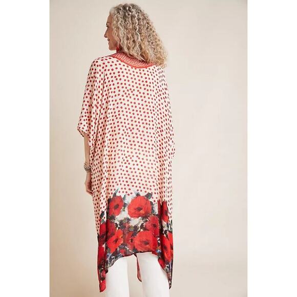 Blank London Aviriska Kimono poppy OS Boho Cottagecore  bl-nk ANTHROPOLOGIE - Picture 3 of 11